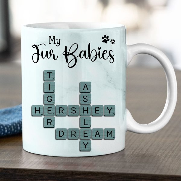 My Fur Babies Pets Crossword - Personalized Mug - Sentimental Gift for Pet Lovers, Dog Mom, Cat Mom