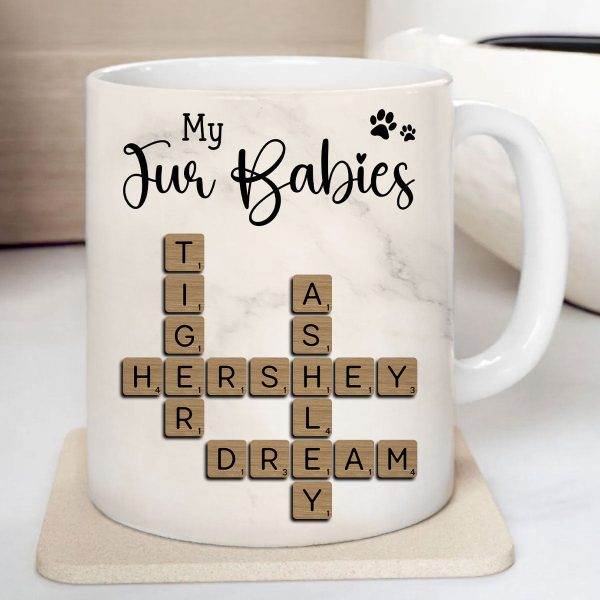 My Fur Babies Pets Crossword - Personalized Mug - Sentimental Gift for Pet Lovers, Dog Mom, Cat Mom