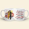 My heart on fire but you get me wet , Personalized White Mug for Fire Fighter Couples