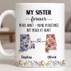 My Sister Forever With State Outlines And Flowers - Personalized Custom Coffee Mug - SIS010_MG