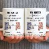 My Sister Forever With State Outlines And Flowers - Personalized Custom Coffee Mug - SIS010_MG