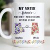 My Sister Forever With State Outlines And Flowers - Personalized Custom Coffee Mug - SIS010_MG