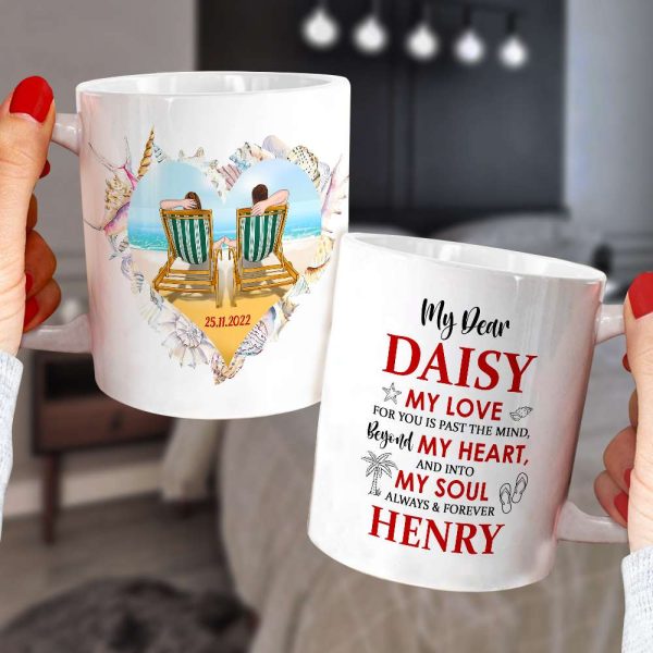 My Soulmate Always & Forever, Personalized White Mug, Beach Couple, Gift For Couple My Soulmate Always & Forever, Personalized White Mug, Beach Couple, Gift For Couple