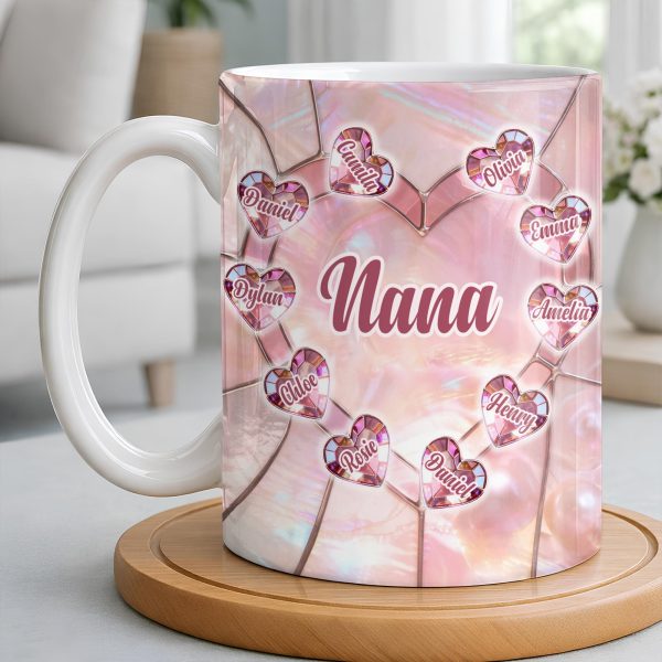 Nana, Heart Stained Glass - Personalized Custom Coffee Mug - GRM112_MG