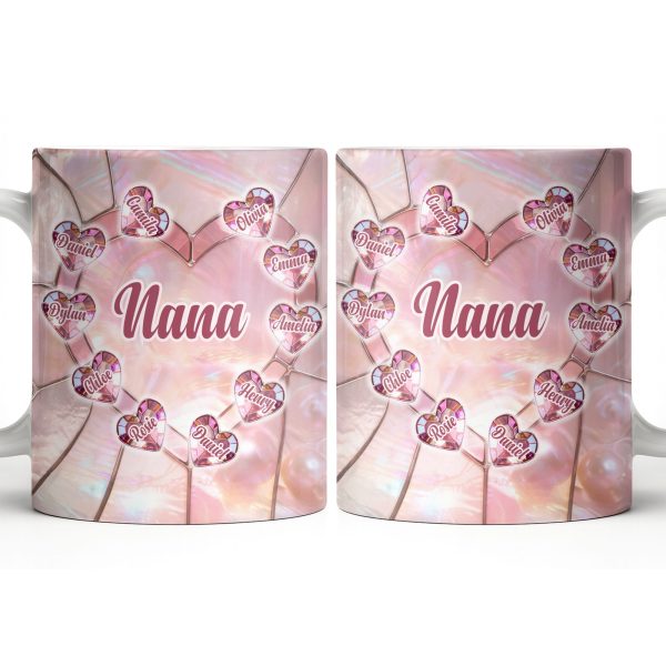 Nana, Heart Stained Glass - Personalized Custom Coffee Mug - GRM112_MG
