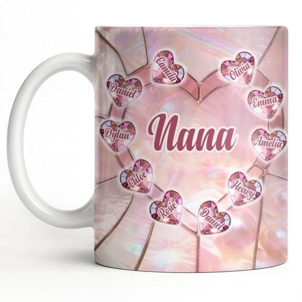 Nana, Heart Stained Glass - Personalized Custom Coffee Mug - GRM112_MG
