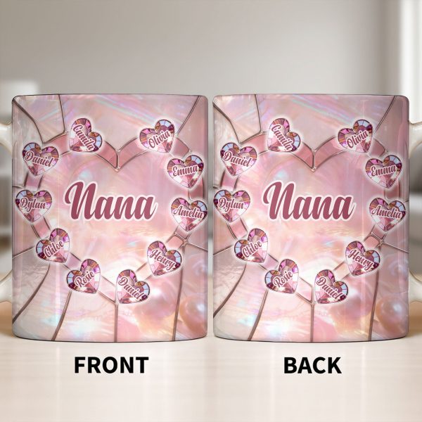 Nana, Heart Stained Glass - Personalized Custom Coffee Mug - GRM112_MG