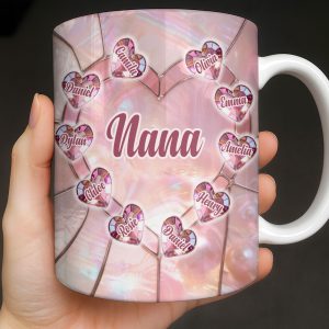 Nana, Heart Stained Glass - Personalized Custom Coffee Mug - GRM112_MG