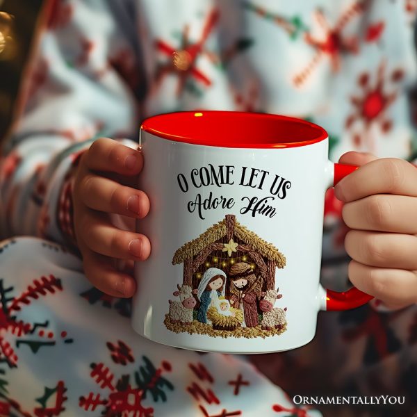 Nativity Holy Family Jesus Christmas Personalized Mug, Imitation Latch Hook Yarn Cozy Christian Gift with Custom Name Nativity Holy Family Jesus Christmas Personalized Mug, Imitation Latch Hook Yarn Cozy Christian Gift with Custom Name