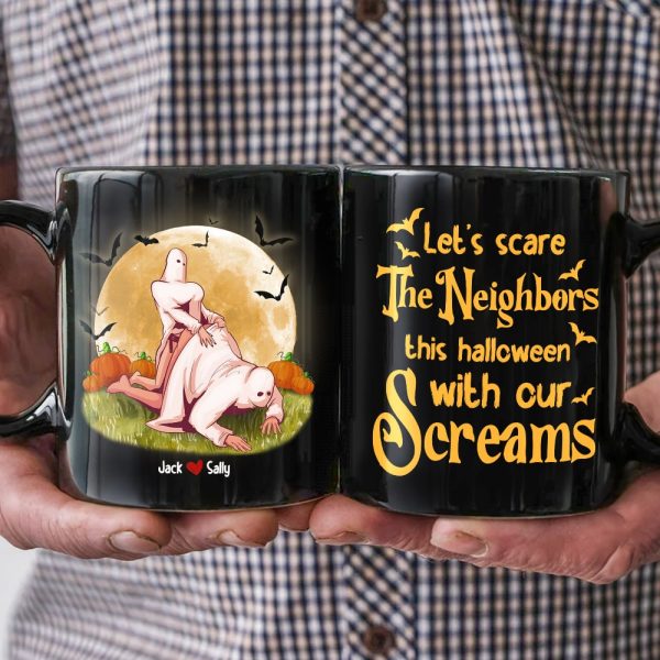Naughty Couple, Let's Scare The Neighbors, Personalized Coffee Mug, Halloween Gifts For Couple