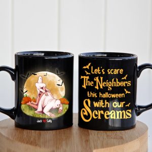 Naughty Couple, Let's Scare The Neighbors, Personalized Coffee Mug, Halloween Gifts For Couple
