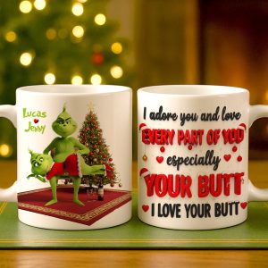 Naughty Green Monster Personalized Gifts For Couple Christmas Coffee Mug 03natn120925