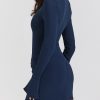 Navy Fluted Cuffs Long Sleeve Bodycon Mini Dress Navy Fluted Cuffs Long Sleeve Bodycon Mini Dress