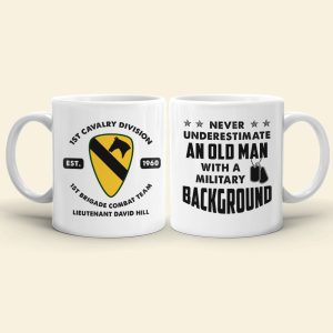 Never Underestimate An Old Man With A Military Background - Personalized White Mug - Gift with Customized Logo