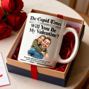 Newspaper Couple Will You Be My Valentine - Personalzied Ceramic Mug - Gift For Couples NL122