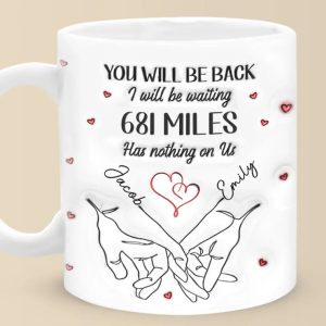 No Distance Is Too Far For Us - Couple Personalized Custom 3D Inflated Effect Printed Mug - Gift For Husband Wife, Anniversary, Long Distance Relationship