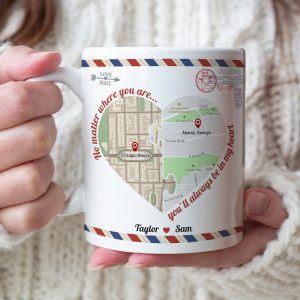 No Matter Where You Are You'll Always Be In My Heart, Map Lover Long Distance Relationship Couple