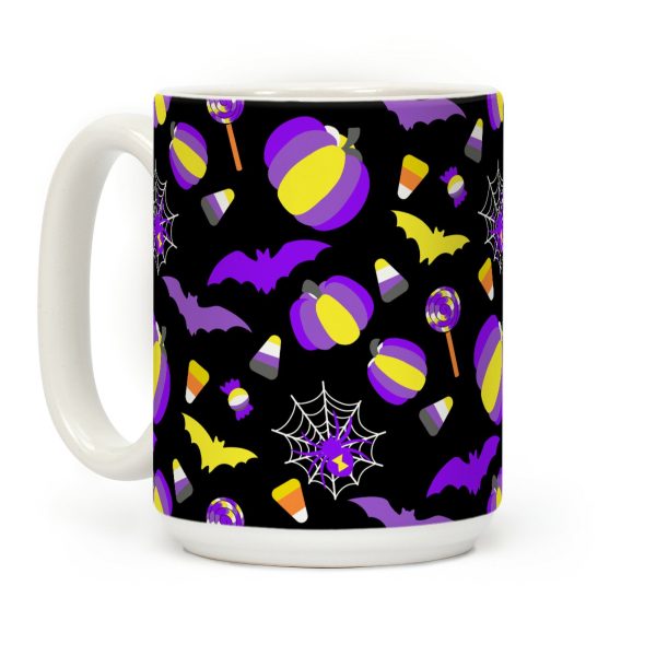 Nonbinary Pride Halloween Pattern Coffee Mug Nonbinary Pride Halloween Pattern Coffee Mug