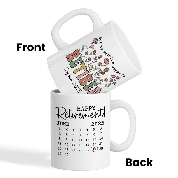 Not My Problem Anymore Retirement Gift Calendar Keepsake Personalized Mug, Farewell Good Luck Gift Coworker, Teacher, Nurse