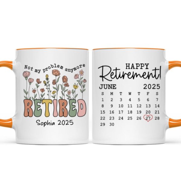 Not My Problem Anymore Retirement Gift Calendar Keepsake Personalized Mug, Farewell Good Luck Gift Coworker, Teacher, Nurse