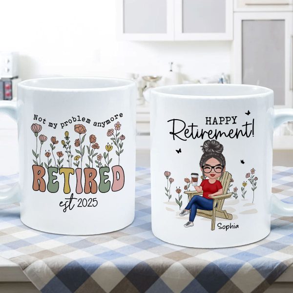 Not My Problem Anymore Retirement Personalized Mug, Farewell Good Luck Gift Coworker, Teacher, Nurse