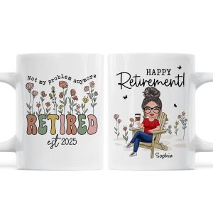 Not My Problem Anymore Retirement Personalized Mug, Farewell Good Luck Gift Coworker, Teacher, Nurse