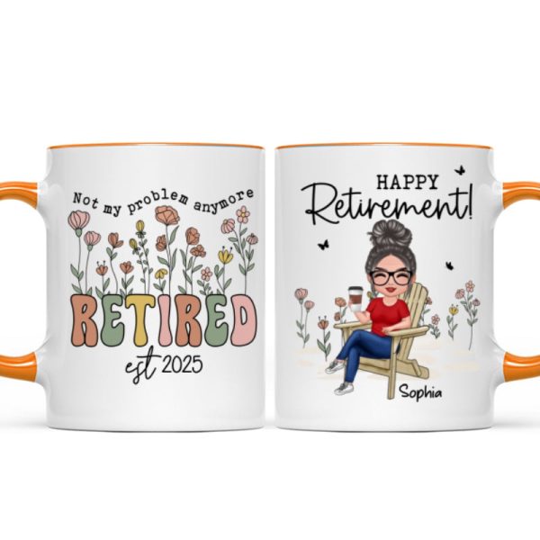 Not My Problem Anymore Retirement Personalized Mug, Farewell Good Luck Gift Coworker, Teacher, Nurse