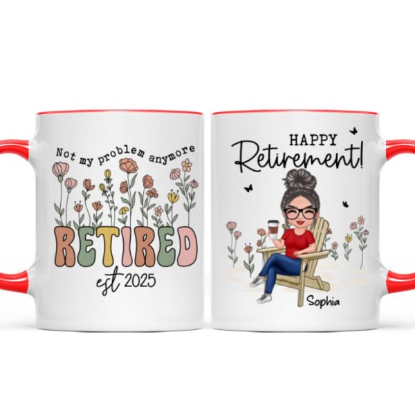 Not My Problem Anymore Retirement Personalized Mug, Farewell Good Luck Gift Coworker, Teacher, Nurse