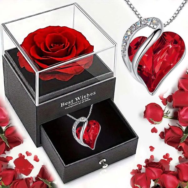 Ocean Heart Eternal Rose Necklace Gift Box for Valentine's Day and Mother's Day Ocean Heart Eternal Rose Necklace Gift Box for Valentine's Day and Mother's Day