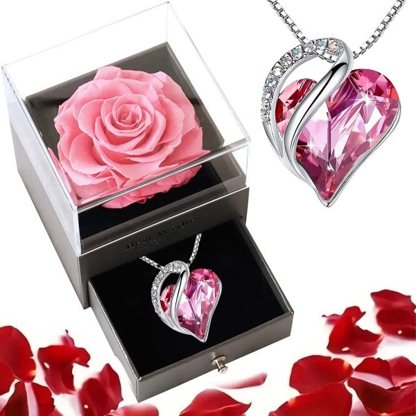 Ocean Heart Necklace with Eternal Rose Gift Box Ocean Heart Necklace with Eternal Rose Gift Box