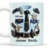 Officer, Police Uniform, Badge and Handcuffs - Personalized Custom Coffee Mug - GRAD268_MG
