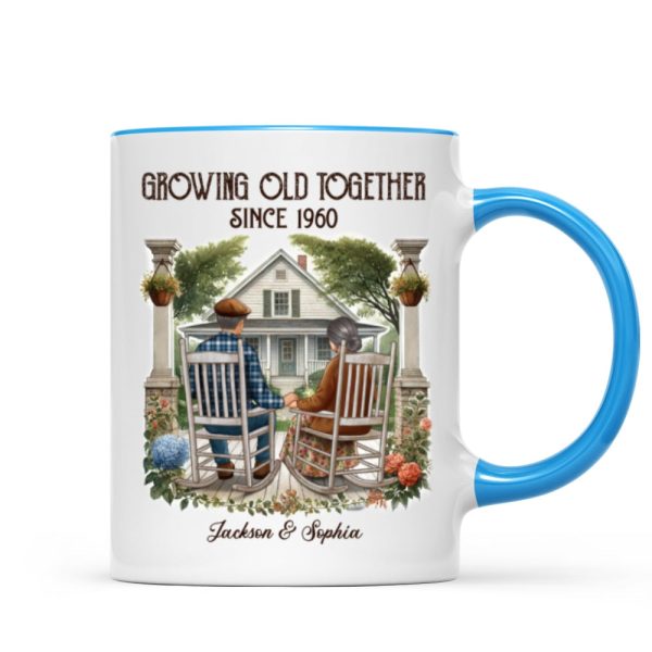 Old Couple Sitting On The Porch Growing Old Together Since Personalized Mug, Heartfelt Gift For Couple, For Him, For Her, Husband, Wife Old Couple Sitting On The Porch Growing Old Together Since Personalized Mug, Heartfelt Gift For Couple, For Him, For Her, Husband, Wife