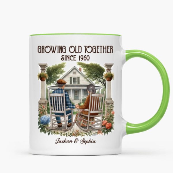Old Couple Sitting On The Porch Growing Old Together Since Personalized Mug, Heartfelt Gift For Couple, For Him, For Her, Husband, Wife Old Couple Sitting On The Porch Growing Old Together Since Personalized Mug, Heartfelt Gift For Couple, For Him, For Her, Husband, Wife