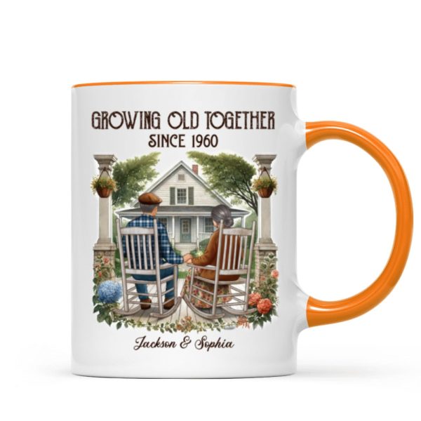 Old Couple Sitting On The Porch Growing Old Together Since Personalized Mug, Heartfelt Gift For Couple, For Him, For Her, Husband, Wife Old Couple Sitting On The Porch Growing Old Together Since Personalized Mug, Heartfelt Gift For Couple, For Him, For Her, Husband, Wife