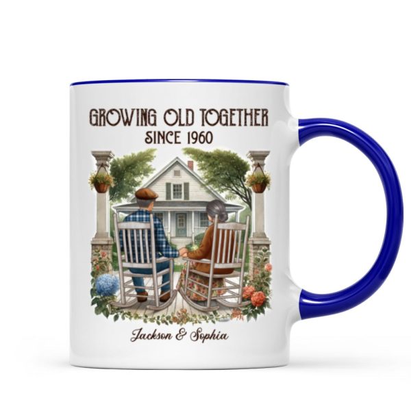 Old Couple Sitting On The Porch Growing Old Together Since Personalized Mug, Heartfelt Gift For Couple, For Him, For Her, Husband, Wife Old Couple Sitting On The Porch Growing Old Together Since Personalized Mug, Heartfelt Gift For Couple, For Him, For Her, Husband, Wife