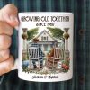 Old Couple Sitting On The Porch Growing Old Together Since Personalized Mug, Heartfelt Gift For Couple, For Him, For Her, Husband, Wife Old Couple Sitting On The Porch Growing Old Together Since Personalized Mug, Heartfelt Gift For Couple, For Him, For Her, Husband, Wife