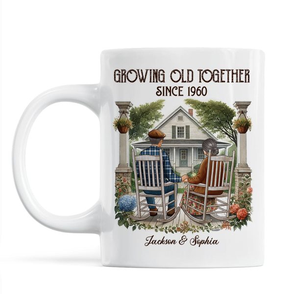 Old Couple Sitting On The Porch Growing Old Together Since Personalized Mug, Heartfelt Gift For Couple, For Him, For Her, Husband, Wife Old Couple Sitting On The Porch Growing Old Together Since Personalized Mug, Heartfelt Gift For Couple, For Him, For Her, Husband, Wife
