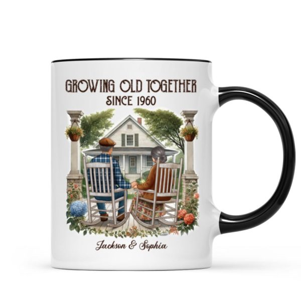 Old Couple Sitting On The Porch Growing Old Together Since Personalized Mug, Heartfelt Gift For Couple, For Him, For Her, Husband, Wife Old Couple Sitting On The Porch Growing Old Together Since Personalized Mug, Heartfelt Gift For Couple, For Him, For Her, Husband, Wife