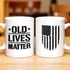 Old Lives Matter, Text and American Flag - Personalized Custom Coffee Mug - FAM327_MG