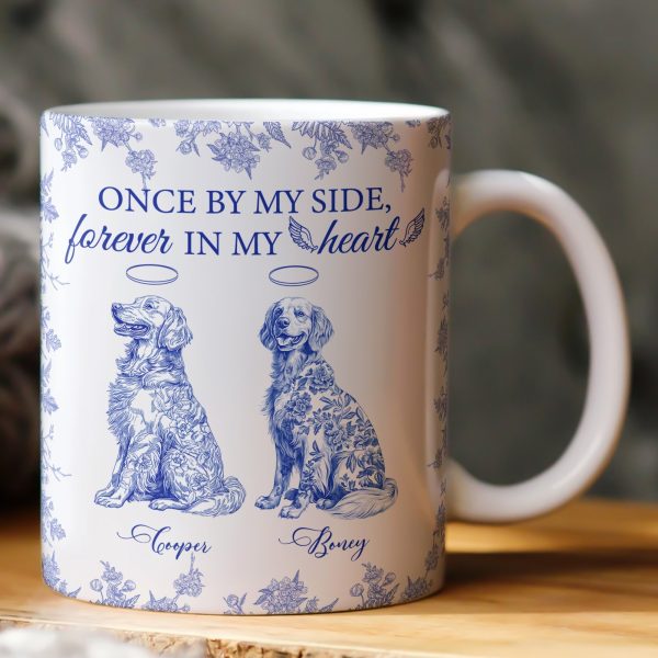 Once By My Side, Forever In My Heart Dog Memorial Toile De Jouy - Personalized Mug Once By My Side, Forever In My Heart Dog Memorial Toile De Jouy - Personalized Mug
