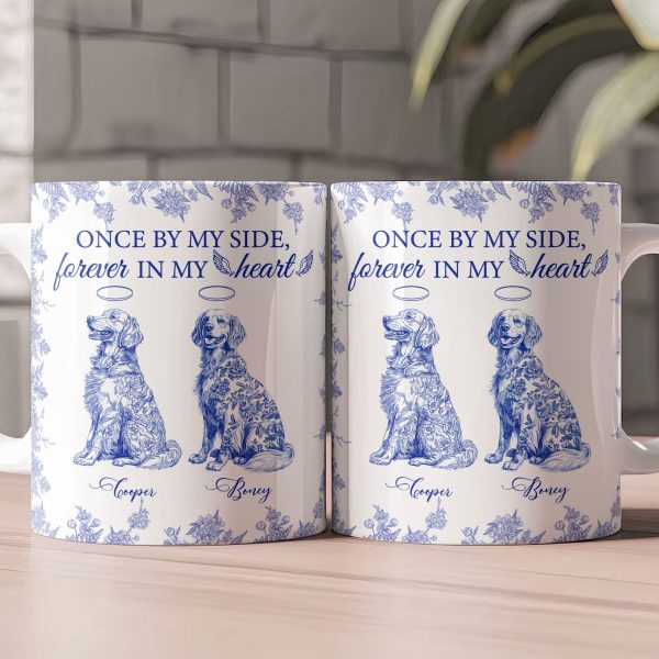 Once By My Side, Forever In My Heart Dog Memorial Toile De Jouy - Personalized Mug Once By My Side, Forever In My Heart Dog Memorial Toile De Jouy - Personalized Mug