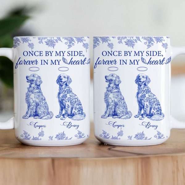 Once By My Side, Forever In My Heart Dog Memorial Toile De Jouy - Personalized Mug Once By My Side, Forever In My Heart Dog Memorial Toile De Jouy - Personalized Mug