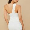 One Shoulder Cutout Ruched Bodycon Corset Mini Dress - White One Shoulder Cutout Ruched Bodycon Corset Mini Dress - White