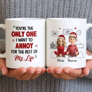 Only One I Want To Annoy, Text And Stars Design - Personalized Custom Coffee Mug - CPL1057_MG