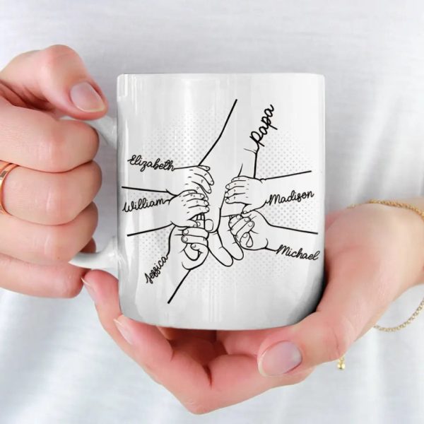 Our Fingers Together - Family Personalized Custom Mug - Father's Day, Gift For Dad, Grandpa Our Fingers Together - Family Personalized Custom Mug - Father's Day, Gift For Dad, Grandpa