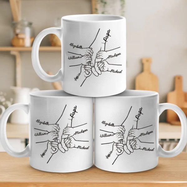 Our Fingers Together - Family Personalized Custom Mug - Father's Day, Gift For Dad, Grandpa Our Fingers Together - Family Personalized Custom Mug - Father's Day, Gift For Dad, Grandpa