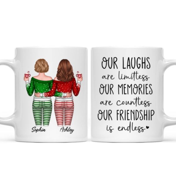 Our Friendship Is Endless Besties Back View Christmas Personalized Mug
