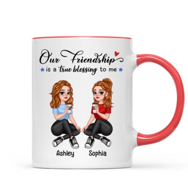 Our Friendship True Blessing Pretty Cartoon Besties Sisters Personalized Mug