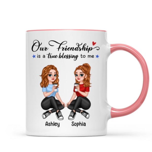 Our Friendship True Blessing Pretty Cartoon Besties Sisters Personalized Mug
