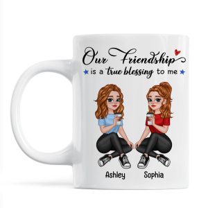 Our Friendship True Blessing Pretty Cartoon Besties Sisters Personalized Mug